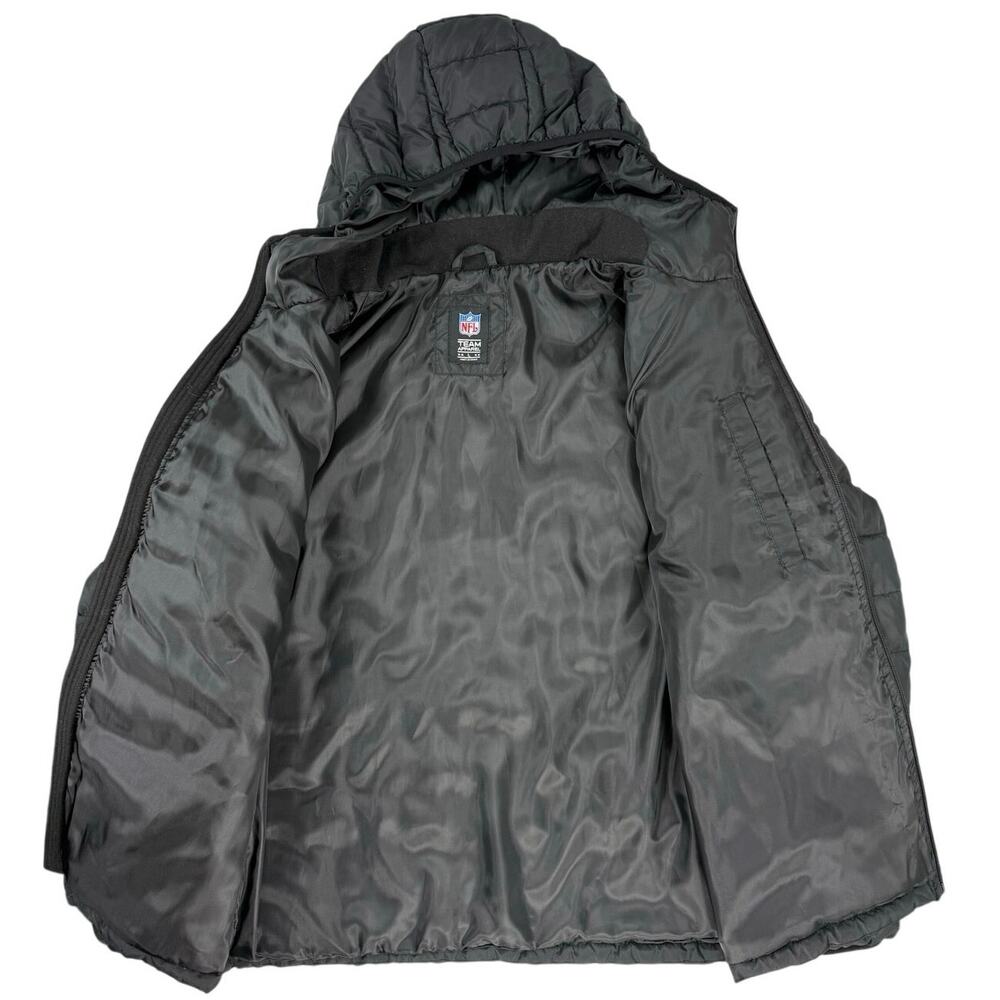 NFL Team Apparel Black Quilted Hooded Puffer Jacket Men’s Large 45" Chest - Picture 5 of 7